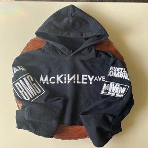 McKinley Ave Logo Driven Cropped Sweatshirt Black and White Size: Small